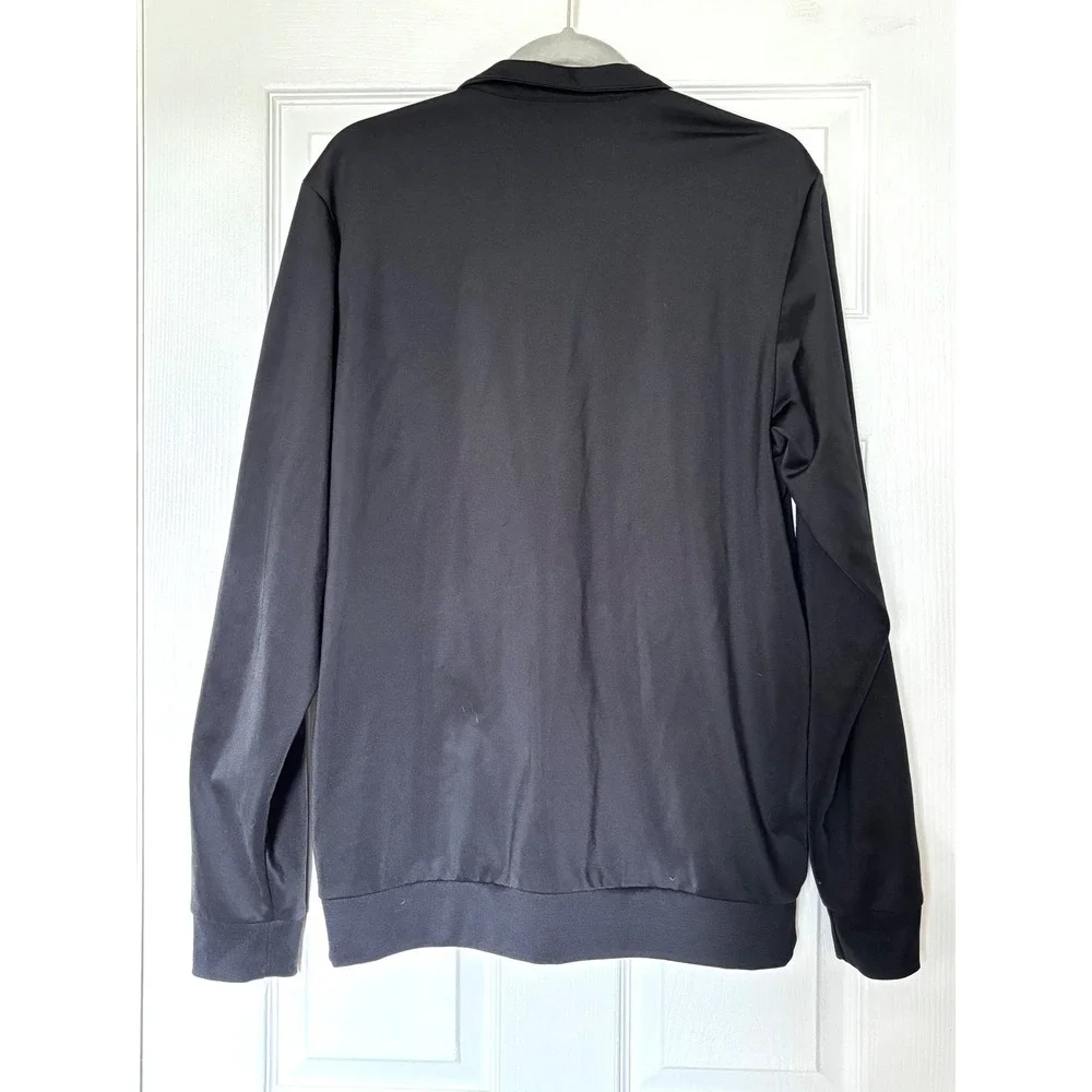 Adidas Mens Black White 3 Stripe Full Zip Track Jacket Large Recycled Polyester